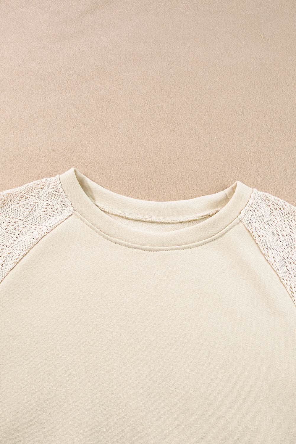 Chic knit patchwork pullover in parchment - Love Salve